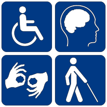 220px Disability symbols.svg  - صرف رواتب من الدولة للذين لديهم أحد هذه الحالات