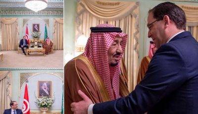 خادم الحرمين يستقبل رئيس وزراء تونس في مقر إقامته